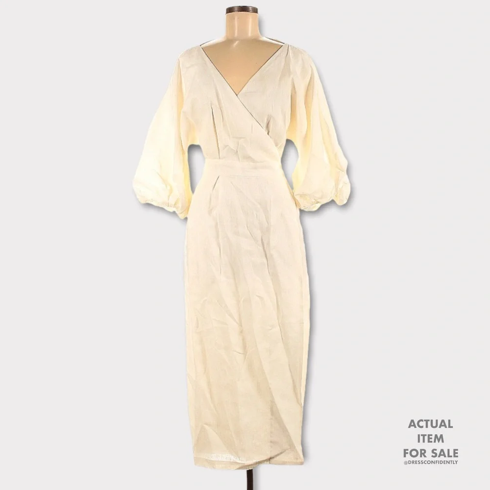MARA HOFFMAN Francesca Hemp White Wrap Midi Dress_6